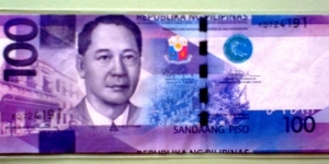 New Generation Series; 100-Piso Error; Sig: Aquino-Tetangco; Manuel Roxas, BSP Bldg. (1949) / Mayon Volcano; whale shark; Banknote