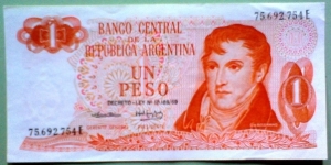 1 Peso, Argentina, Banco Central de la República Argentina
General Manuel Belgrano / Llao-Llao, Bariloche Banknote