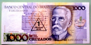 1 Cruzado Novo, Banco Central do Brasil
Joaquim Maria Machado de Assis / 1o de Março Street (Rio de Janeiro, 1905) Banknote