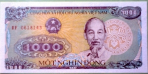 1000 Ðồng, Ngân Hàng Nhà Nu'ớc Việt Nam (State Bank of Vietnam); 
Ho Chi Minh / Elephant, logging Banknote