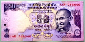 50 Rupees, Reserve Bank of India; Mohandas Karamchand 
