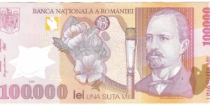 100.000 Lei(ver.2-Polymer Issue 2001) Banknote