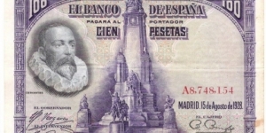 100 Pesetas(1928) Banknote