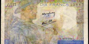 10 Francs__
pk# 99 d__
29-9-1946 Banknote