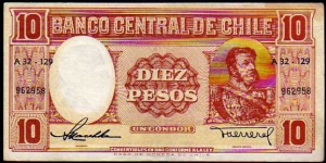 10 Pesos (1 Condor)__
pk# 120 (1)__
ND 1958-1959 Banknote