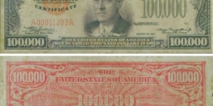 Gold Certificate US100000 Dollars. Selling Price US250,000.00 . Call me at 601115484007 Banknote