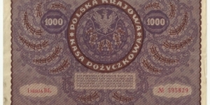 Poland 1000 Polish Marka 1919 Banknote