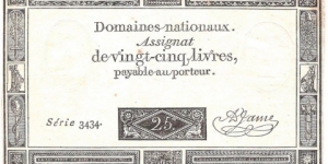 25 Livres(Assignat 1793)  Banknote