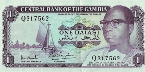 The Gambia N.D. 1 Dalasi. Banknote