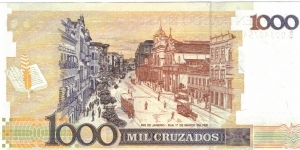 1 New Cruzado on old 1000 cruzado note Banknote