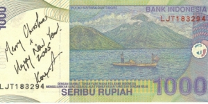 1000 Rupiah - Christmas Greetings note from Kevin Au - 2005  Banknote