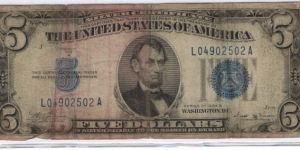 $5 Blue Seal - Series B Banknote