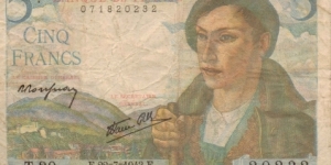 5 Francs - 22Jul1943 Banknote