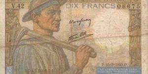 10 Francs 25Mar1943 Banknote