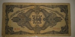 Hungary 500 Pengo - Old Large Sized Note - Extremely RARE CURRENCY
 Banknote