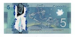 5 DOLLARS BANK OF CANADA POLYMER Banknote