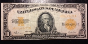 A very nice $10 gold certificate, the last of the large size notes. Banknote