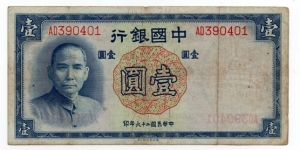 1 YUAN BANK OF CHINA Banknote