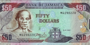 Jamaica 2007 50 Dollars.

Cut unevenly. Banknote