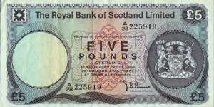 Scotland 1975 5 Pounds. Banknote