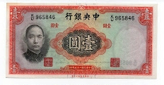 1 Yuan Central Bank of China Banknote