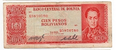 100 Pesos Bolivianos Banco Central de Bolivia Banknote