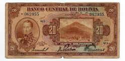 20 Bolivianos Banco Central de Bolivia Banknote