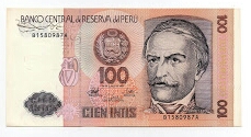 100 Intis Banco de Central Reserva del Peru Banknote