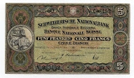 5 Franken Confederation Switzerland National Bank Banknote