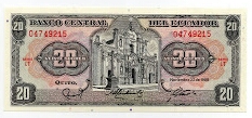 20 Sucres Banco Central del Ecuador Banknote