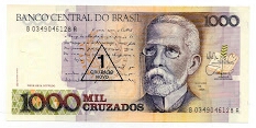 1 Cruzado Novo on 1000 Cruzados Banknote