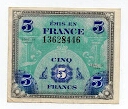 5 Francs Allied Military Currency Banknote