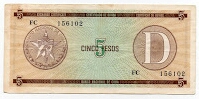 5 Pesos National Bank of Cuba Foreign Exchange Certificate Banknote
