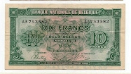 10 Francs National Bank of Belgium Banknote