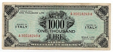 1000 Lire Allied Military Currency PM23 Banknote