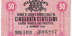 50 Centesimi(Austrian occupation of Venice 1918)  Banknote