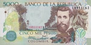 Colombia P452 (5000 pesos 1/8-2010) Banknote