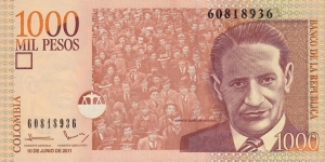 Colombia P456 (1000 pesos 10/6-2011) Banknote