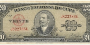 Cuba 20 Pesos 1958 Banknote