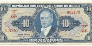 Brasil 10 Cruzeiros Serie A Estampa1 Banknote