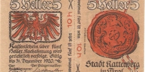 Notgeld Kattenberg 10 (2x 5) Heller Banknote