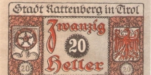 Notgeld Kattenberg 20 Heller Banknote