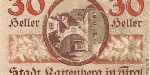 Notgeld Kattenberg 30 Heller Banknote