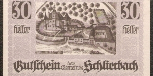Notgeld Schlierbach 30 Heller Banknote