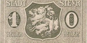 Notgeld Steyr 10 Heller Banknote