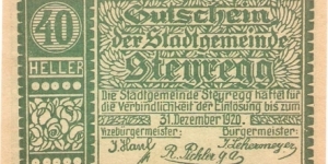 Notgeld Steyregg 40 Heller Banknote