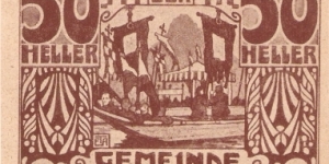 Notgeld Traunkirchen 50 Heller Banknote