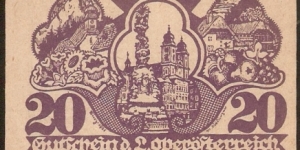 Notgeld Oberösterreich 20 Heller Banknote