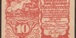 Notgeld Linz 10 Heller Banknote