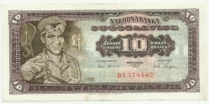 YugoslaviaBN 10 Dinara 1965 Banknote